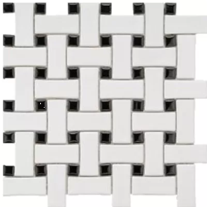 White & Black Basket Weave Mosaic - porcelain tile